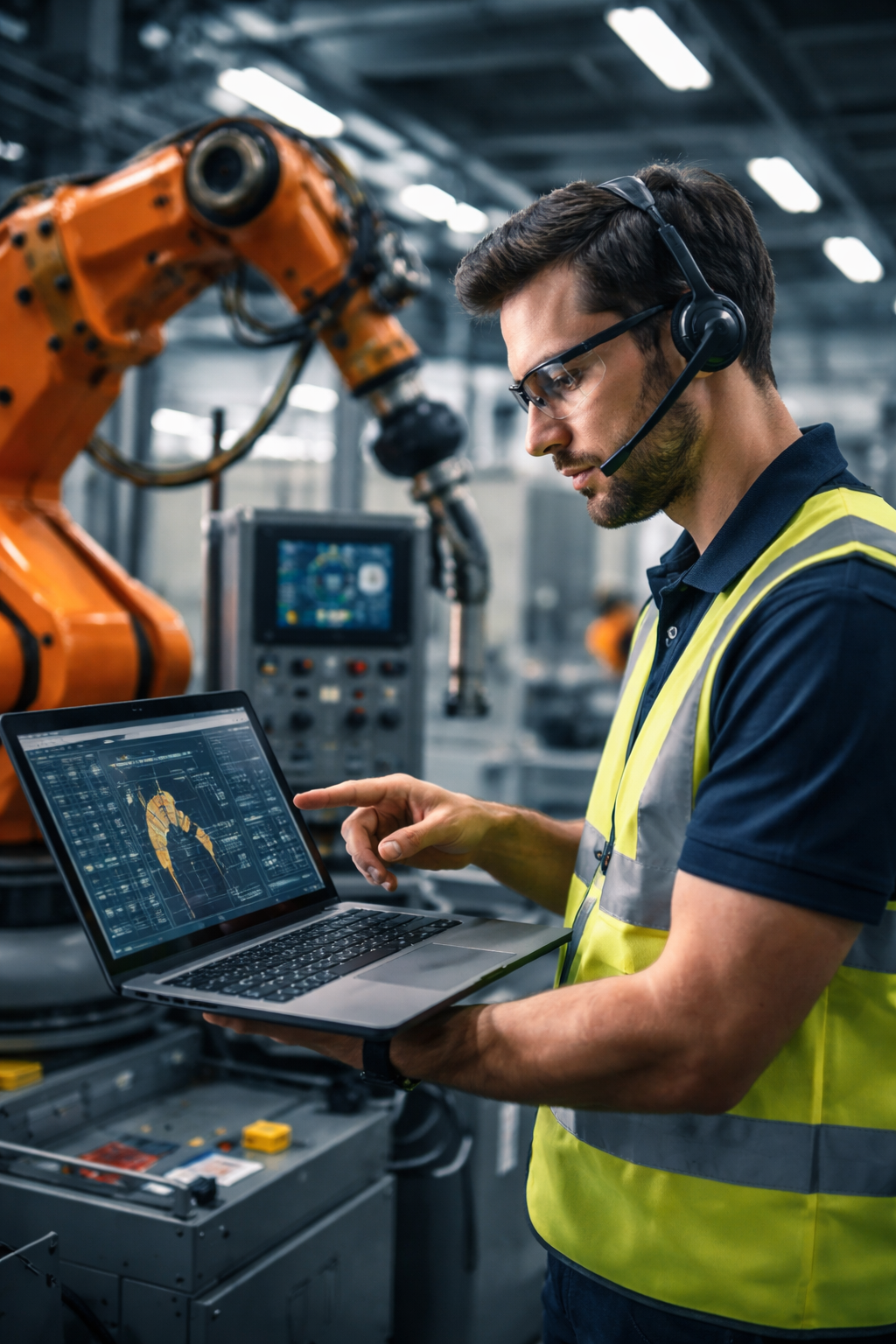 Engineer supporting a robotic installation